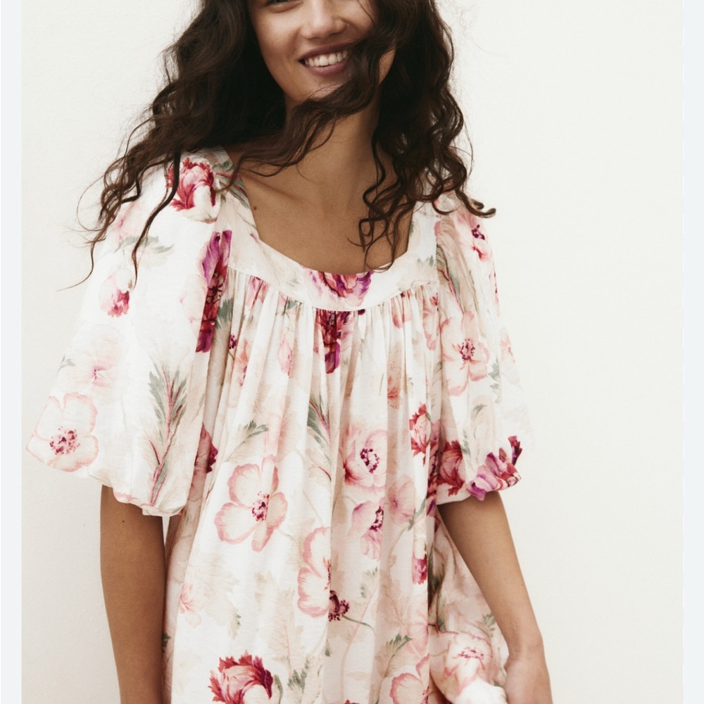 H&M Pink and Cream Floral Dress